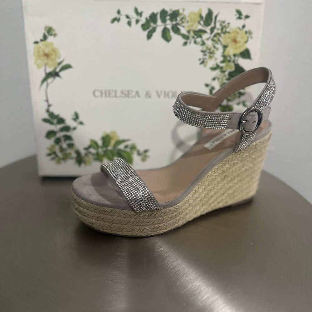 Chelsea & Violet Glittering Silver Wedges